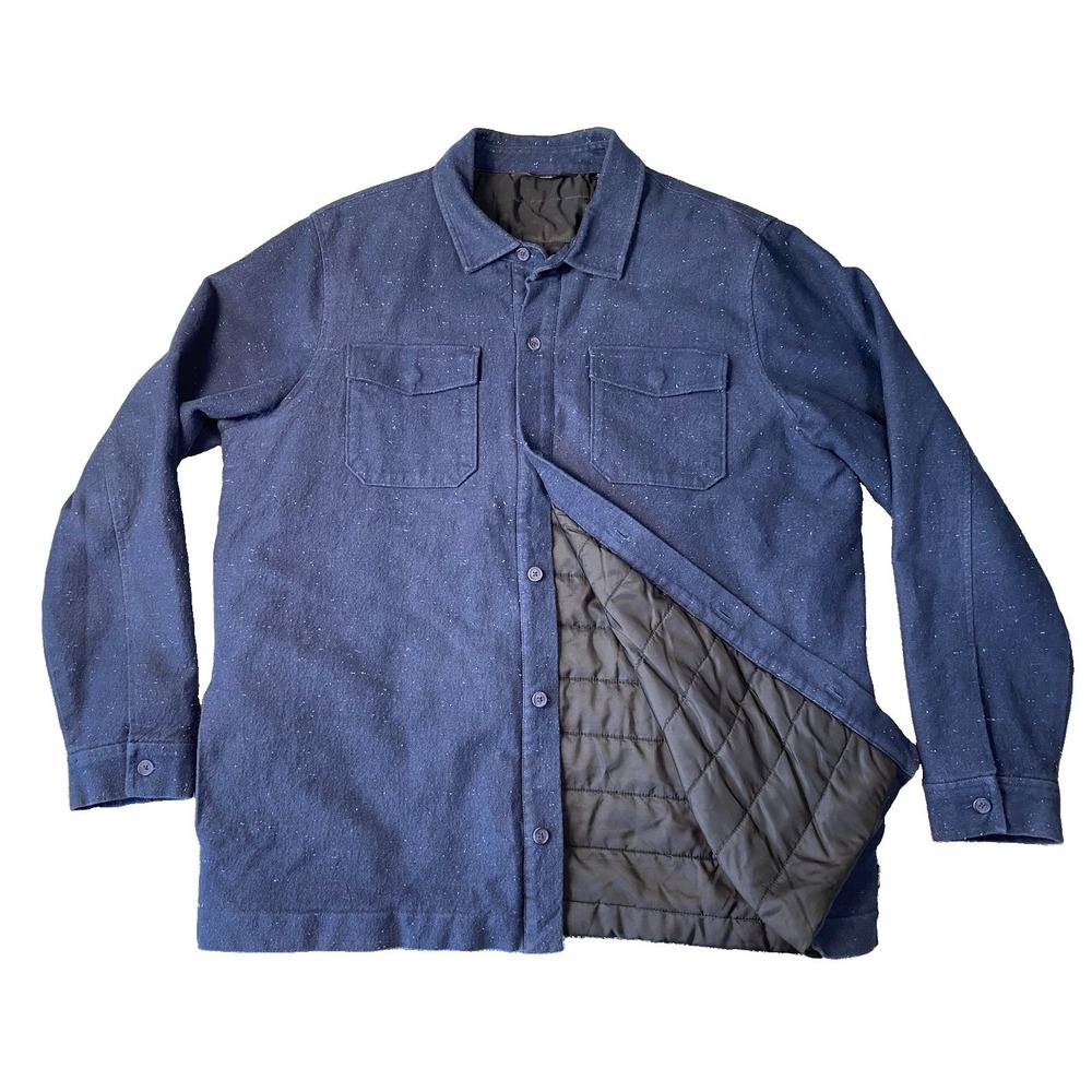 Travis Mathew Hudson 2.0 Shirt Jacket Mens XL Blue Fleck Shacket Insulated Walk